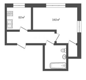 1-к квартира, вторичка, 31м2, 2/2 этаж