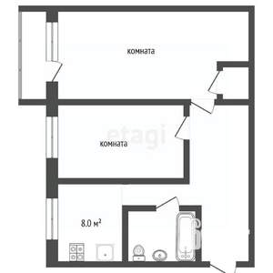 2-к квартира, вторичка, 52м2, 2/10 этаж