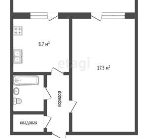 1-к квартира, вторичка, 34м2, 2/3 этаж