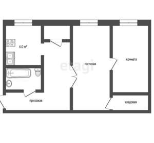 2-к квартира, вторичка, 45м2, 1/5 этаж