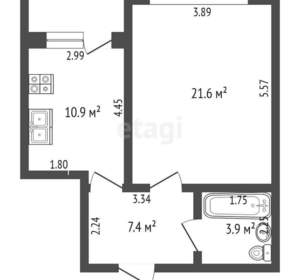 1-к квартира, вторичка, 47м2, 5/5 этаж