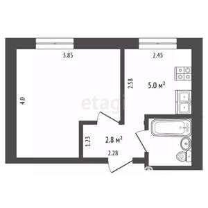 1-к квартира, вторичка, 26м2, 4/9 этаж