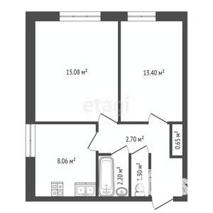2-к квартира, вторичка, 58м2, 2/2 этаж
