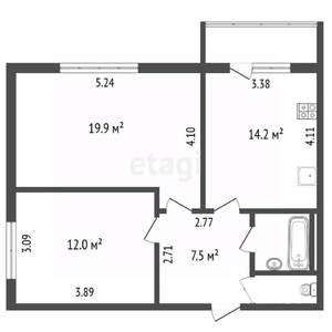 2-к квартира, вторичка, 59м2, 5/5 этаж