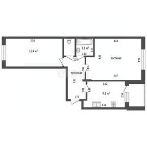 2-к квартира, вторичка, 57м2, 1/3 этаж