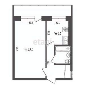 1-к квартира, вторичка, 30м2, 3/5 этаж