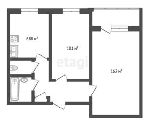 2-к квартира, вторичка, 44м2, 6/9 этаж