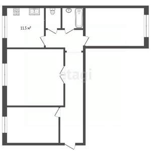 3-к квартира, вторичка, 69м2, 2/10 этаж