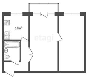 2-к квартира, вторичка, 46м2, 2/5 этаж