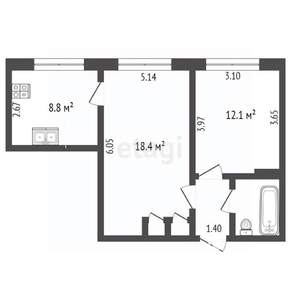 2-к квартира, вторичка, 46м2, 4/5 этаж