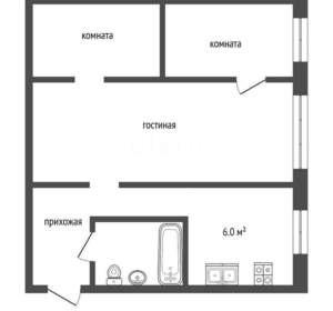 3-к квартира, вторичка, 42м2, 1/2 этаж