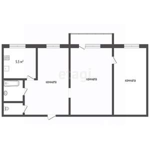 3-к квартира, вторичка, 55м2, 2/5 этаж