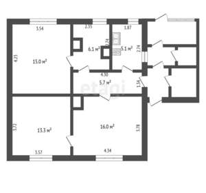 3-к квартира, вторичка, 61м2, 1/1 этаж