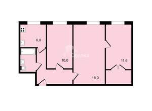 3-к квартира, вторичка, 56м2, 1/5 этаж