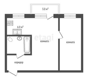 2-к квартира, вторичка, 39м2, 2/2 этаж