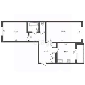 2-к квартира, вторичка, 53м2, 4/5 этаж