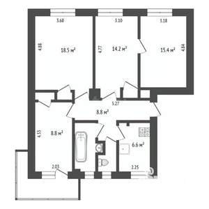 4-к квартира, вторичка, 80м2, 2/4 этаж