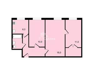 3-к квартира, вторичка, 56м2, 1/5 этаж