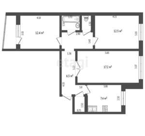 3-к квартира, вторичка, 65м2, 4/9 этаж