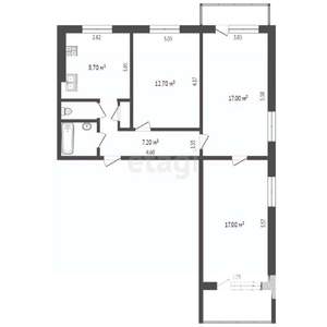 3-к квартира, вторичка, 67м2, 2/9 этаж