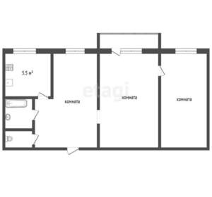 3-к квартира, вторичка, 55м2, 2/5 этаж