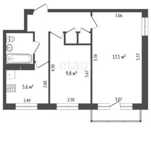 2-к квартира, вторичка, 42м2, 2/5 этаж
