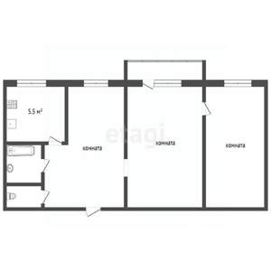 3-к квартира, вторичка, 55м2, 2/5 этаж