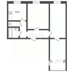3-к квартира, вторичка, 68м2, 1/9 этаж