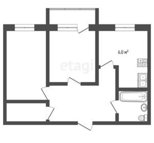2-к квартира, вторичка, 42м2, 2/2 этаж
