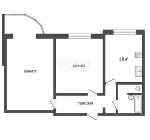 2-к квартира, вторичка, 43м2, 8/9 этаж
