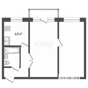 2-к квартира, вторичка, 46м2, 2/5 этаж
