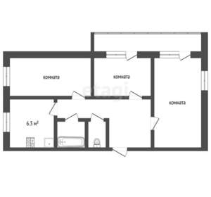 3-к квартира, вторичка, 62м2, 5/5 этаж