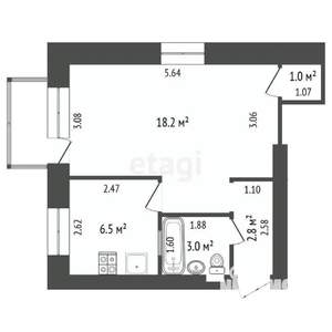 1-к квартира, вторичка, 33м2, 4/4 этаж