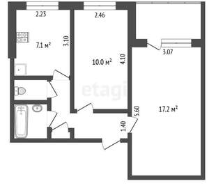 2-к квартира, вторичка, 45м2, 1/9 этаж
