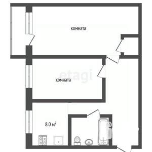 2-к квартира, вторичка, 52м2, 2/10 этаж