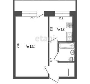 1-к квартира, вторичка, 30м2, 3/5 этаж