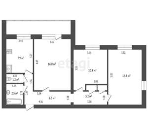 3-к квартира, вторичка, 64м2, 10/14 этаж