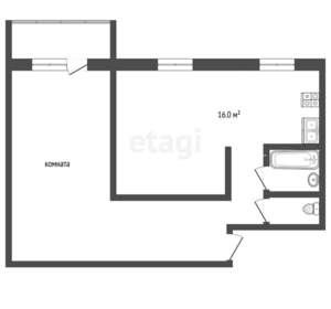 1-к квартира, вторичка, 42м2, 4/5 этаж