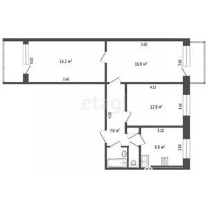 3-к квартира, вторичка, 66м2, 6/9 этаж