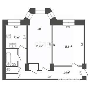 2-к квартира, вторичка, 60м2, 3/4 этаж