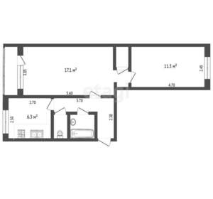 2-к квартира, вторичка, 47м2, 3/5 этаж