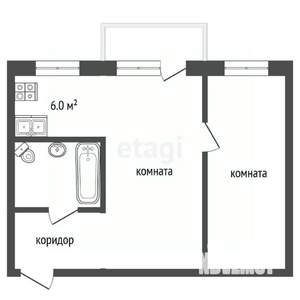2-к квартира, вторичка, 39м2, 2/2 этаж
