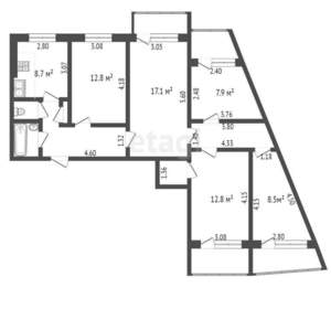 5-к квартира, вторичка, 86м2, 7/9 этаж