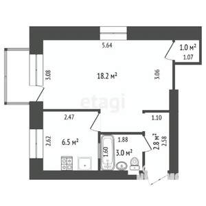 1-к квартира, вторичка, 33м2, 4/4 этаж