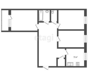 3-к квартира, вторичка, 60м2, 9/9 этаж