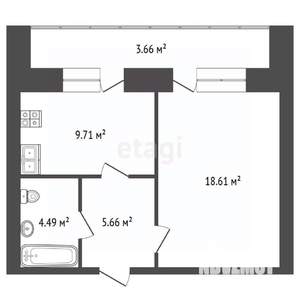 1-к квартира, вторичка, 38м2, 8/9 этаж