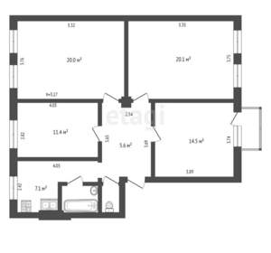 4-к квартира, вторичка, 86м2, 2/2 этаж