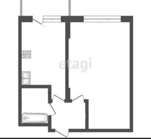 1-к квартира, вторичка, 43м2, 4/5 этаж