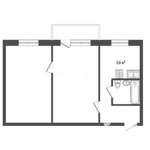 2-к квартира, вторичка, 46м2, 1/5 этаж
