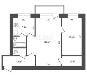 2-к квартира, вторичка, 46м2, 2/4 этаж